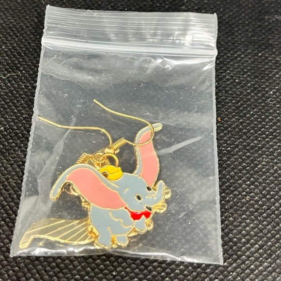 Gold and Pink Elephant Earrings - Picture 1 of 1